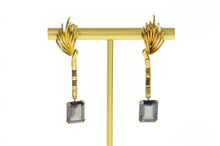 Load image into Gallery viewer, 18K Ornate Retro Amethyst Dangle Screw Back Earrings Yellow Gold