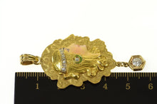 Load image into Gallery viewer, 14K Art Nouveau Enamel Lady Etched Elaborate Pendant Yellow Gold