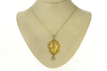 Load image into Gallery viewer, 14K Art Nouveau Enamel Lady Etched Elaborate Pendant Yellow Gold