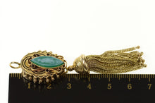 Load image into Gallery viewer, 14K Victorian Fringe Tassle Agate Lady Cameo Pendant Yellow Gold