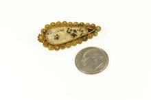 Load image into Gallery viewer, 18K Etruscan Revival Dendritic Agate Pear Pin/Brooch Yellow Gold