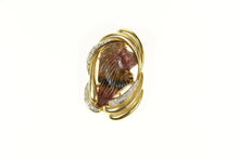 Load image into Gallery viewer, 14K Carved Tourmaline Cameo Diamond Swirl Pendant/Pin Yellow Gold