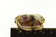 Load image into Gallery viewer, 14K Carved Tourmaline Cameo Diamond Swirl Pendant/Pin Yellow Gold