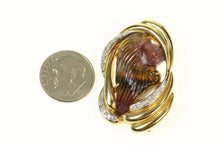 Load image into Gallery viewer, 14K Carved Tourmaline Cameo Diamond Swirl Pendant/Pin Yellow Gold