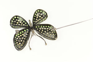 18K 5.56Ctw Pave Diamond Tsavorite Citrine Butterfly Pin/Brooch White Gold