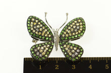 Load image into Gallery viewer, 18K 5.56Ctw Pave Diamond Tsavorite Citrine Butterfly Pin/Brooch White Gold