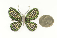 Load image into Gallery viewer, 18K 5.56Ctw Pave Diamond Tsavorite Citrine Butterfly Pin/Brooch White Gold