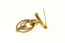 Load image into Gallery viewer, 14K Victorian Black Enamel Pearl Dangle Oval Pin/Brooch Yellow Gold