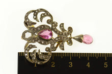 Load image into Gallery viewer, Sterling Silver 2.39 Ctw Victorian Pink Tourmaline Diamond Pendant/Pin