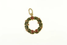 Load image into Gallery viewer, Gold Filled Holiday Wreath Enamel Christmas Bow Charm/Pendant