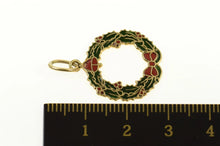 Load image into Gallery viewer, Gold Filled Holiday Wreath Enamel Christmas Bow Charm/Pendant