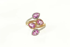 14K Pear Pink Sapphire Diamond Tiered Wrap Ring Size 6.75 White Gold