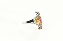 Load image into Gallery viewer, 14K Pear Pink Sapphire Diamond Tiered Wrap Ring Size 6.75 White Gold