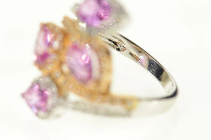 14K Pear Pink Sapphire Diamond Tiered Wrap Ring Size 6.75 White Gold