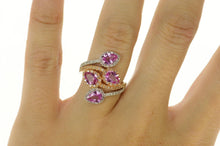 Load image into Gallery viewer, 14K Pear Pink Sapphire Diamond Tiered Wrap Ring Size 6.75 White Gold