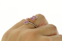 Load image into Gallery viewer, 14K Pear Pink Sapphire Diamond Tiered Wrap Ring Size 6.75 White Gold