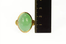 Load image into Gallery viewer, 14K Chinese Oval Jade Ornate Statement Cocktail Ring Size 8.25 Yellow Gold