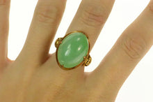 Load image into Gallery viewer, 14K Chinese Oval Jade Ornate Statement Cocktail Ring Size 8.25 Yellow Gold
