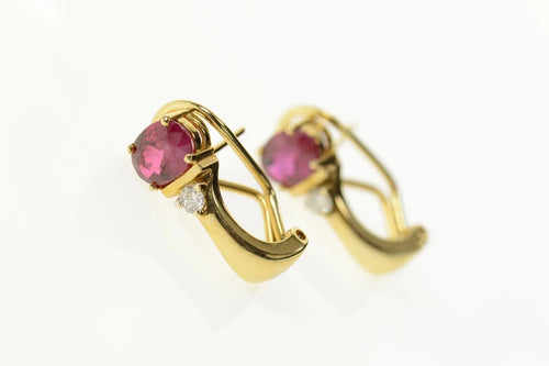 14K 1.62 Ctw Natural Ruby Diamond French Clip Earrings Yellow Gold