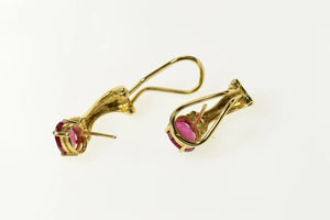 14K 1.62 Ctw Natural Ruby Diamond French Clip Earrings Yellow Gold