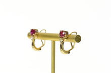 Load image into Gallery viewer, 14K 1.62 Ctw Natural Ruby Diamond French Clip Earrings Yellow Gold
