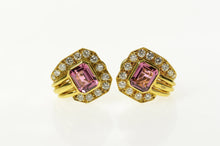 Load image into Gallery viewer, 18K 8.00 Ctw Emerald Pink Tourmaline Diamond Earrings Yellow Gold