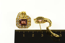 Load image into Gallery viewer, 18K 8.00 Ctw Emerald Pink Tourmaline Diamond Earrings Yellow Gold