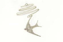 Load image into Gallery viewer, Platinum 3.06 Ctw Pave Diamond Ruby Sparrow Bird Necklace 18.25&quot;