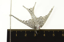 Load image into Gallery viewer, Platinum 3.06 Ctw Pave Diamond Ruby Sparrow Bird Necklace 18.25&quot;