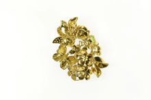 Load image into Gallery viewer, 18K Designer JY Emerald Diamond Butterfly Floral Pendant Yellow Gold