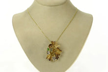 Load image into Gallery viewer, 18K Designer JY Emerald Diamond Butterfly Floral Pendant Yellow Gold