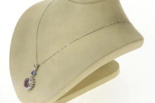 Load image into Gallery viewer, 14K Pink &amp; Lilac Sapphire Ornate Diamond Halo Pendant White Gold