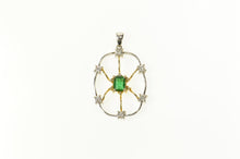 Load image into Gallery viewer, 18K 1.66 Ctw Emerald Diamond Two Tone Web Pendant White Gold