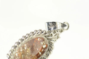 14K Red Ornate Sapphire Slab Diamond Cluster Pendant White Gold
