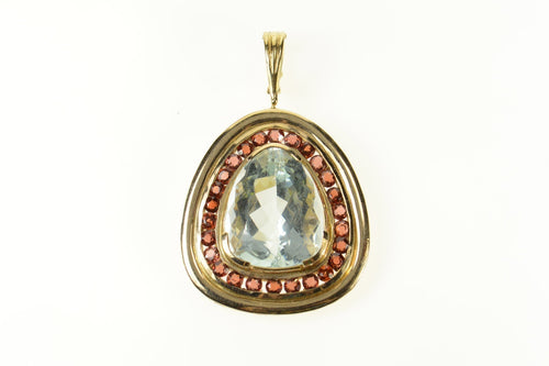 14K 27.10 Ctw Aquamarine Tourmaline Statement Pendant Yellow Gold