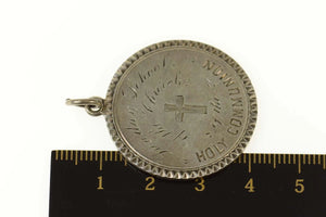Sterling Silver Victorian Etched Attendance Award Church Charm/Pendant