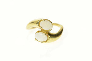 10K Oval Opal Ornate Retro Bypass Statement Ring Size 6.75 Yellow Gold