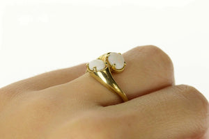 10K Oval Opal Ornate Retro Bypass Statement Ring Size 6.75 Yellow Gold