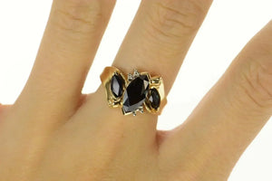 14K Marquise Sapphire Diamond Accent Bypass Ring Size 8 Yellow Gold