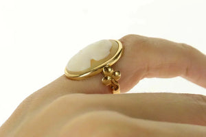 14K Victorian Classic Carved Shell Cameo Lady Ring Size 5.75 Yellow Gold