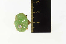 Load image into Gallery viewer, 14K Ornate Carved Floral Jade Diamond Cocktail Ring Size 3 Yellow Gold