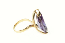 Load image into Gallery viewer, 14K Pear Amethyst Retro Ornate Cocktail Ring Size 7.75 Yellow Gold