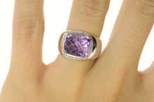 Load image into Gallery viewer, 18K Amethyst Diamond Halo Loccai Design Ring Size 6.75 White Gold