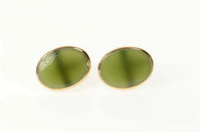 Load image into Gallery viewer, 14K Oval Nephrite Jade Cabochon Screw Back Earrings Yellow Gold