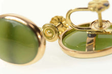 Load image into Gallery viewer, 14K Oval Nephrite Jade Cabochon Screw Back Earrings Yellow Gold