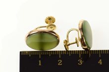 Load image into Gallery viewer, 14K Oval Nephrite Jade Cabochon Screw Back Earrings Yellow Gold