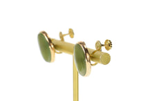 Load image into Gallery viewer, 14K Oval Nephrite Jade Cabochon Screw Back Earrings Yellow Gold