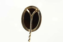 Load image into Gallery viewer, 14K Carved Black Agate Cameo Oval Ornate Stick Pin Yellow Gold