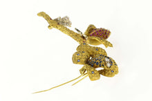 Load image into Gallery viewer, 18K 1960&#39;s Pave Sapphire Ruby Diamond Flower Pin/Brooch Yellow Gold