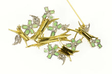 Load image into Gallery viewer, 14K Ornate Retro Jade Diamond Tree Motif Pin/Brooch Yellow Gold